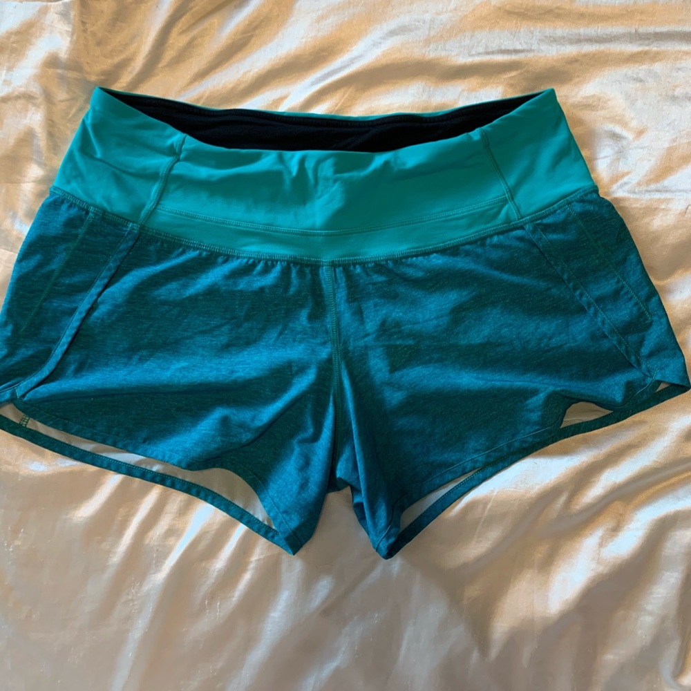 Teal lululemon running shorts